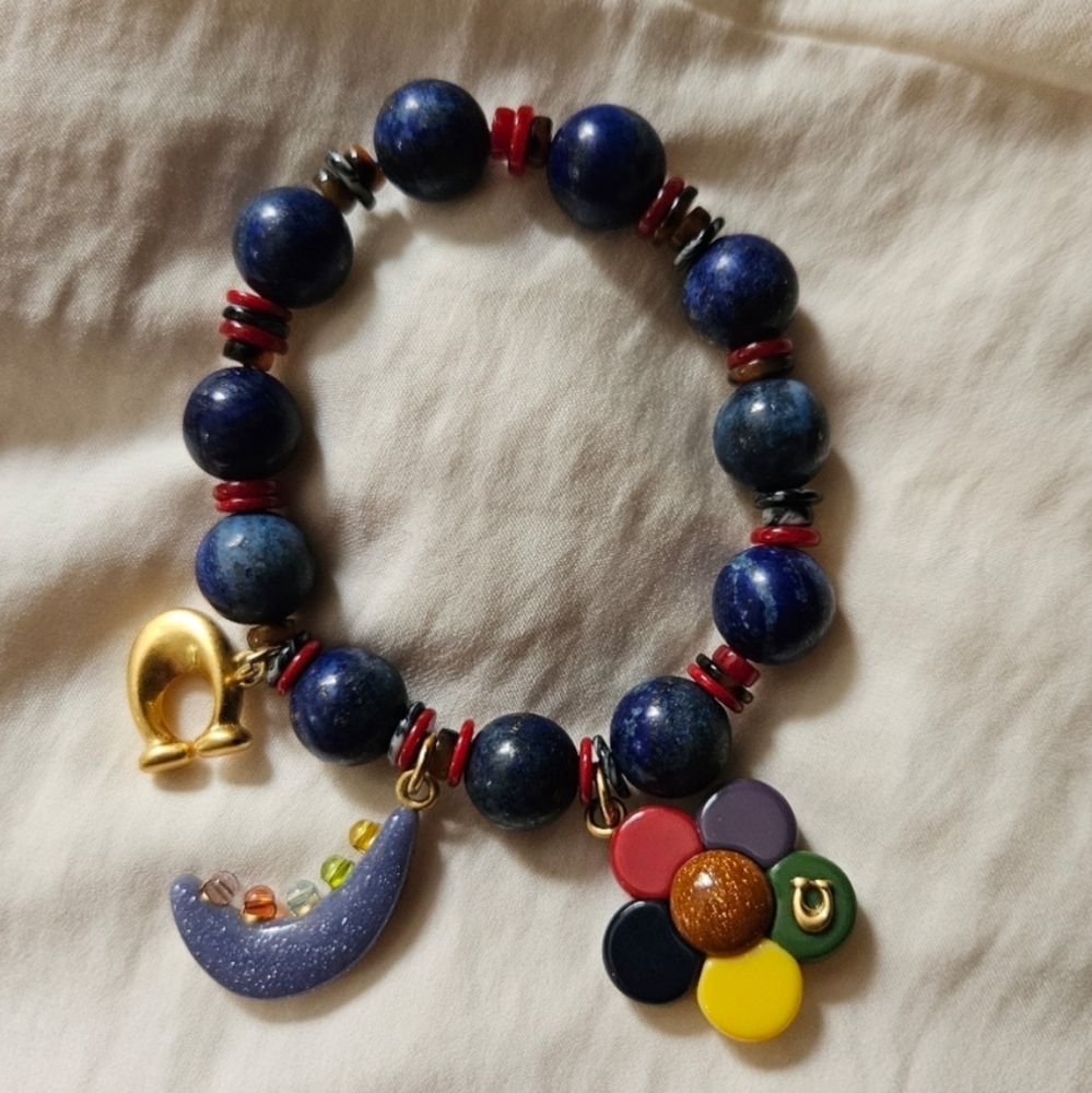 Coach semiprecious Beaded Bracelet with Charms